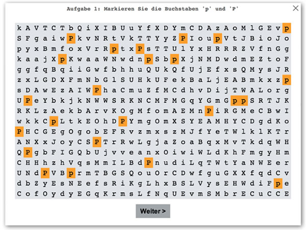 MPU Buchstabensuchtest