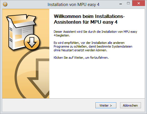 MPU easy Installationsassistent unter Windows