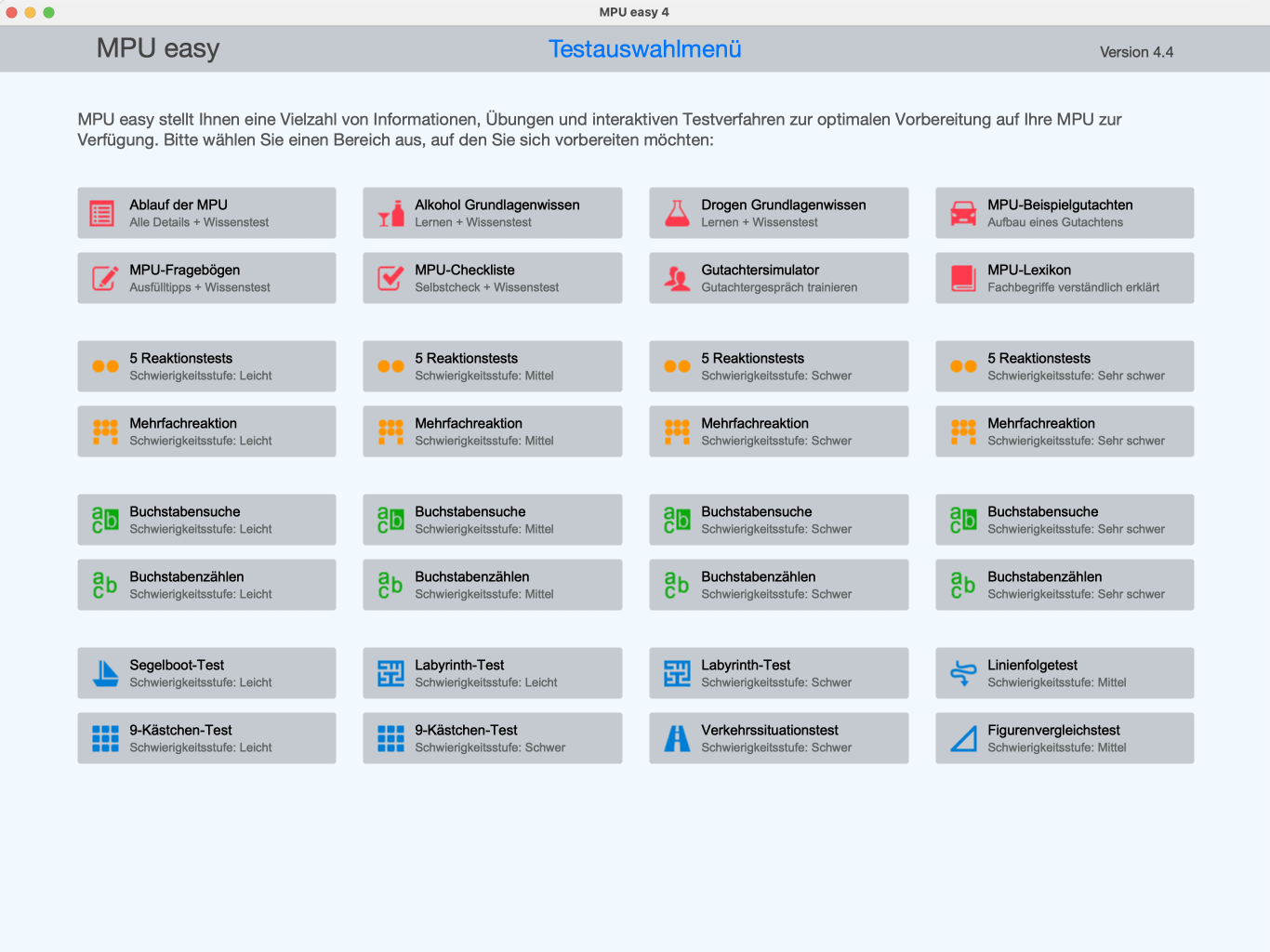 MPU easy Vollversion — alle Programmbereiche freigeschaltet