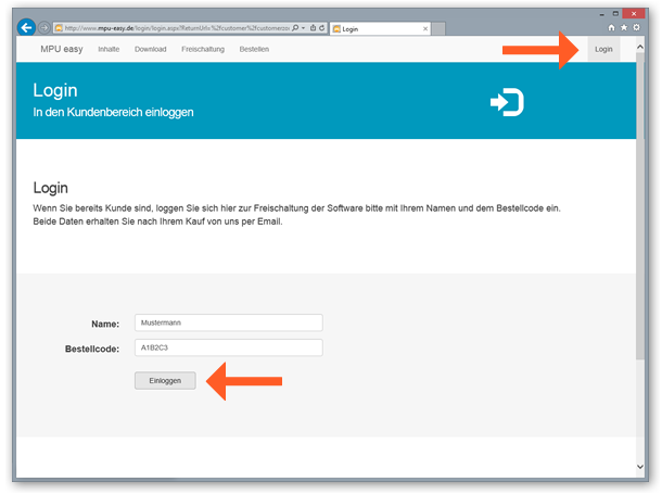 MPU easy Einloggen